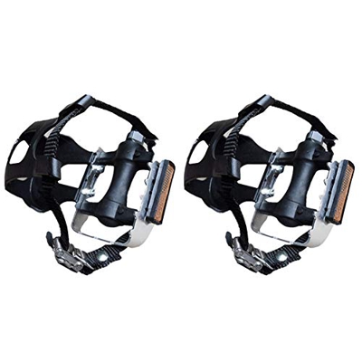 POHOVE Pedales de Bicicleta para Bicicleta con Clip para el pie y Correa, para Bicicletas al Aire Libre, 2 Paquetes de Pedales de Bicicleta de Alumini