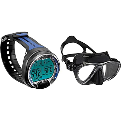 Cressi Leonardo Ordenador de Buceo, Adultos Unisex, Negro/Azul, Talla Única + Big Eyes Evolution Gafas de Buceo