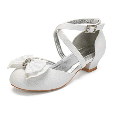 Sandalias de tacón bajo para niñas, diseño de princesa, con purpurina, para fiestas de cosplay, para bodas, bodas