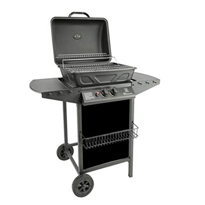 MaxxGarden Barbacoa de gas – 2 quemadores de acero inoxidable – Parrilla de acero inoxidable – barbacoa de balcón, barbacoa de camping + set de barbac