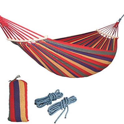 Hamaca,300Kg,Nuevo 260 * 80 Cm 1-2 Personas Lienzo Al Aire Libre Camping Hamaca Curva Madera Palo Estable Hamak Jardín Columpio Silla Colgante Hangmat