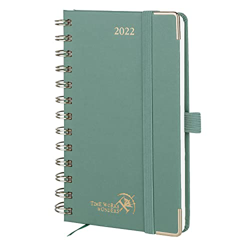 POPRUN Agenda de Bolsillo 2022 Semana Vista 17,5 x 11,9 cm - con Páginas de Nota y Contacto, Tapa Dura - Verde Medianoche en oferta