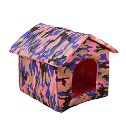 EEOO Casa para gatos con cojín extraíble, para todas las estaciones, refugio para gatitos con techo de lona impermeable, lavable y plegable, cueva de  precio