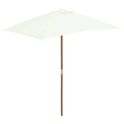 vidaXL Sombrilla Palo de Madera 150x200 cm Arena Parasol Toldo Patio Jardín características