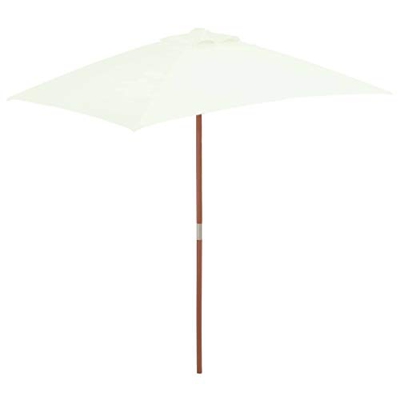 vidaXL Sombrilla Palo de Madera 150x200 cm Arena Parasol Toldo Patio Jardín