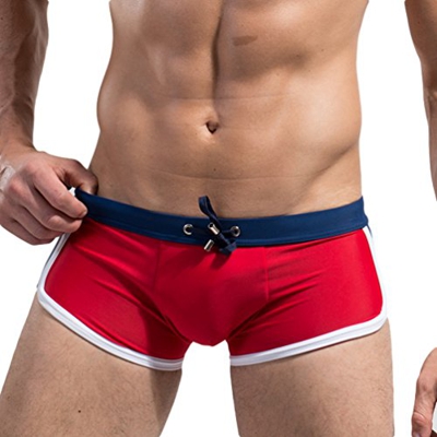 Lvguang Hombre Bañadores de Natación Pantalones Cortos Baño Casual Bóxers Playa Elasticidad Shorts (Rojo, Asia XL)