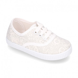 Bamba En Lona Con Cordones Y Estampado Clásico. 25 Gris en oferta
