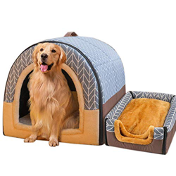 Perrera 2 En 1 para Perros Casetas Grande para Perros Cama De Iglú Cálida Y Acogedora para Perros Casa Cueva Refugio para Mascotas Extraíble Y Lavable en oferta