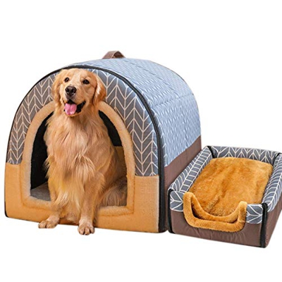 Perrera 2 En 1 para Perros Casetas Grande para Perros Cama De Iglú Cálida Y Acogedora para Perros Casa Cueva Refugio para Mascotas Extraíble Y Lavable