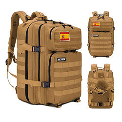 ELITEX Mochila 45L Táctica Militar Bandera España Impermeable Deportiva Caza Aire Libre Deportes Gimnasio Portatil (Marron) en oferta