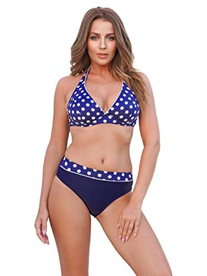 Merry Style Conjunto Bikini Sujetador y Bragas Bañador 2 Piezas Mujer 74RN24 (Azul Oscuro/Puntos, EU(95B/46)=ES(110B/48))