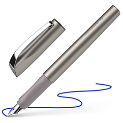 Schneider Ceod Shiny 168621 - Pluma estilográfica (para diestros y zurdos, punta M, incluye cartucho de tinta azul), color grafito características