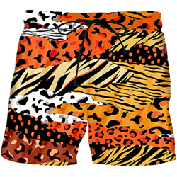 Unisex Zebra Stripe Leopard Tiger Pattern Patchwork Shorts Casual Cool Hip Hop Short Pant Leopard Patchwork L características