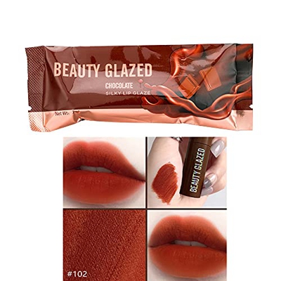 Beauty Glazed Chocolate Lipstick Matte Lip Glaze Velvet Matte Smooth Plush Matte excelente rendimiento a prueba de agua Brillo de labios Sexy Red Lip 