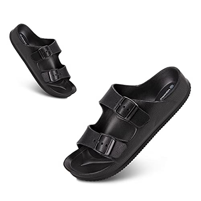 Sandalias Mujer Ligero Moda Sandalias Antideslizante Cómodo Verano Adulto Zapatos de Playa y Piscina Negro Talla 37