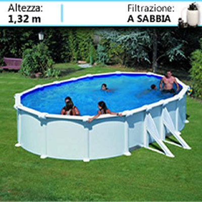Piscina fuoriterra de acero blanca Gre ovalada Atlantis 610