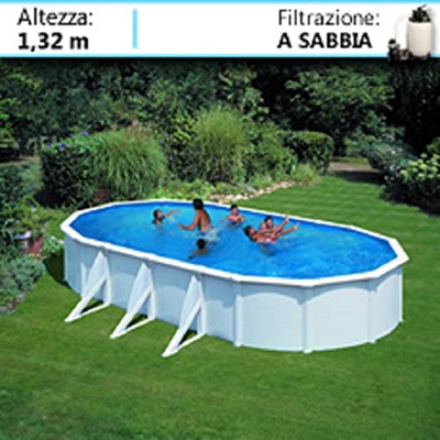 Piscina fuoriterra de acero blanca Gre ovalada Atlantis 730