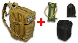 VALSKY Mochila tactica 45L + Bolsa de hidratación + Funda impermeable + Bandera España PVC. Mochila Militar para senderismo , mochila crossfit, mochil precio