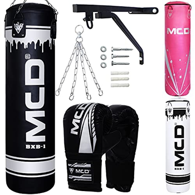 MCD Vacío Saco de Boxeo Adulto 4FT, 5FT Bolsa de Boxeo con Guantes Soporte de Pared y Cadena Ideal para MMA, Artes Marciales, Kickboxing Uso Profesion