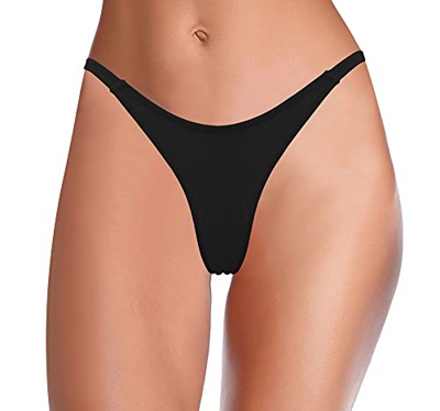 SHEKINI Traje de Baño para Mujer Bikini Pantalones de Baño Cintura Baja Brasileño Braguitas de Bikini Tanga Sexy Pantalones de Bikini de Playa(M,Negro