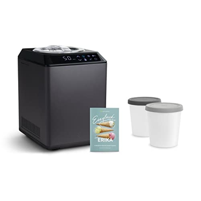 Heladera yogurtera 2 en 1 ERIKA con compresor de refrigeración y función de calefacción, 2,5 l Máquina de helados y yogur en acero inoxidable, función
