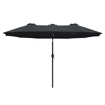 UISEBRT Sombrilla Parasol Doble para Jardín, Sombrilla Gigantede aluminio con Manivela para Exterior Patio Terraza Protector Solar UV50+, 300 x 155 cm