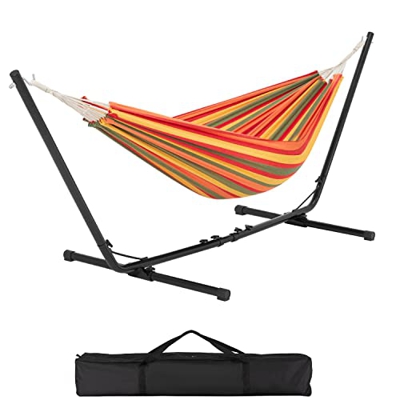 Yaheetech Hamaca con Soporte Ajustable 310/320/330 * 101 * 101,5 cm con Bolsa de Transporte 1-2 Personas Carga 200kg Hamaca para Playa Patio Jardin