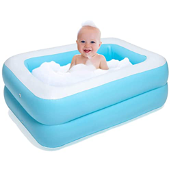 Obelunrp Kiddie Pool Inflatable Pool Rectangular Engrosado para jardín al Aire Libre Patio Trasero de Verano Fiesta Azul 1.3m en oferta