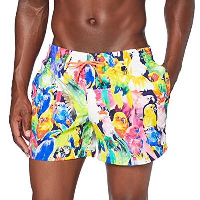 HOM Papagayo Beach Boxer Pantalones Cortos, Multicolor (Imprime Perroquets Multicouleurs Gm023), Large para Hombre