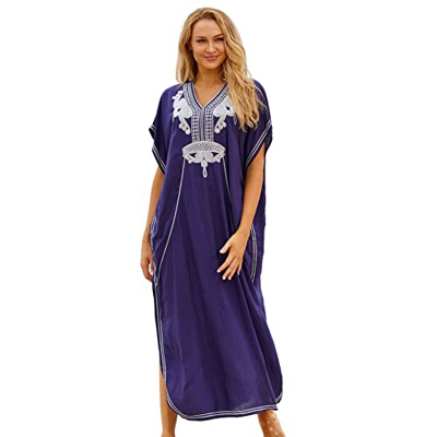 Vestido Largo de Playa para Mujer Kaftan Maxi Pareo Bikini Cover Ups para Verano Vacaciones