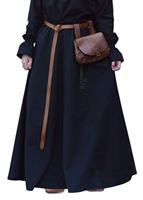 Battle-Merchant - Falda Medieval Ancha - Largo hasta el Suelo - Ropa de Estilo Vikingo para Larp - Algodón - Negro - S