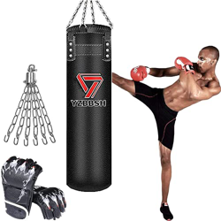 YZBBSH Saco de Boxeo Adulto Boxing Bag Niños 80~180cm con Cadena Giratoria de 360 ​​° y Guantes de Boxeo para Boxeo Entrenamiento MMA Kick Boxing Punc características