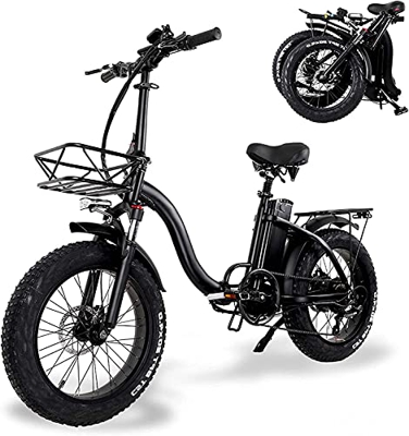 Bicicleta Plegable Eléctrica Neumático Gordo 20"* 4" con Batería 48V 15Ah, Bicicleta De Montaña De Ciudad De Largo Alcance, Bicicleta Electrica Montañ