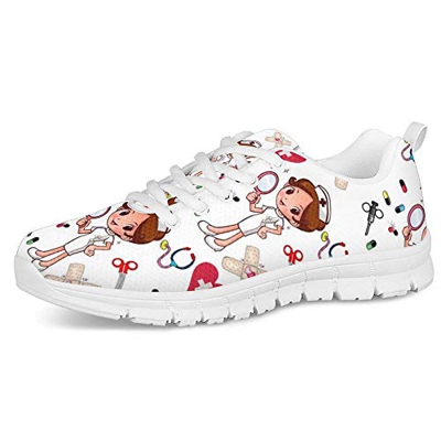 POLERO Nurse - Zapatillas de Mujer para Enfermera, Ligeras, para Correr, Caminar, Malla, Planas, para Tenis, para Mujer, Deportes, Apartamentos, 38 EU