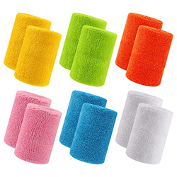 GLAITC Muñequera Deportiva 12 Piezas Muñequeras Deportivas Coloridas Pulseras de Algodón Sweatband para Hombres y Mujeres Tenis Gimnasia Fútbol Balonc en oferta