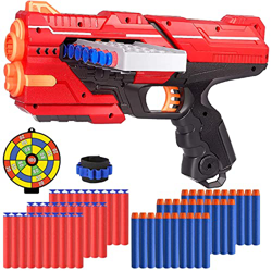 Pistola de Juguete para Flechas Nerf, Pistola de Juguete con Clips de 12 Balas, 60 Dardos de Espuma, Juguete de Armas Juego de Disparps Infantiles, Re precio