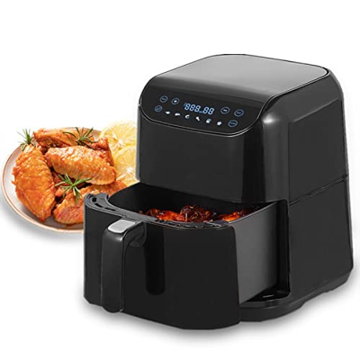 Freidora de aire sin aceite 5.5L, 1700W, 6 Preestablecidas Panel LED táctil Doble uso: con cesta o cajón. Sin BPA. Libro de Recetas Incluido