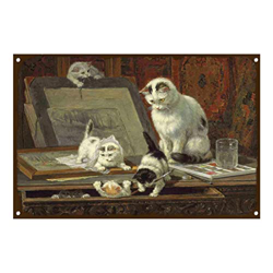 Retro Art Pintura Aluminio,Mascota Gato Animal,letreros de Metal Retro,Tienda De Mascotas Decoración Cartel ,Placa Decorativa características