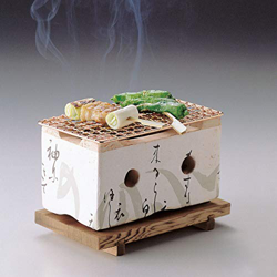 Parrilla japonesa Yakiniku Yakitori de carbón de mesa, estufa tradicional Earthware Hida con parrilla de cobre de 18 x 11 cm, fabricada en Japón 21411 precio