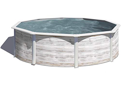 Gre KIT350N – Piscina Desmontable con decoración nórdica, 350 x 120 cm, filtración 4 m3/h, con Postes Laterales, Gris