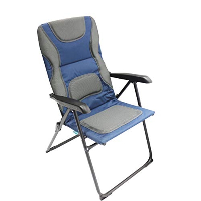 Homecall Silla de jardín plegable acolchada con respaldo de malla ajustable, azul y gris