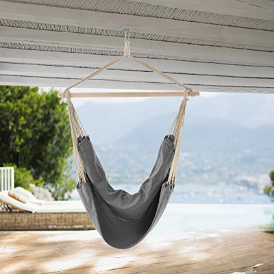 casa.pro] Hamaca XXL (100 x 100 cm) (Gris) Silla Colgante sillón Colgante
