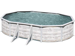 Gre KIT500N – Piscina Desmontable con decoración nórdica, 500 x 300 x 120 cm, filtración 4 m3/h, con Postes Laterales, Gris en oferta