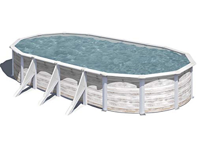 Gre KIT730N – Piscina Desmontable con decoración nórdica, 730 x 375 x 120 cm, filtración 4 m3/h, con Postes Laterales, Gris