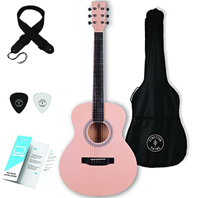 Stretton Payne GA Mini guitarra acústica de cuerda de acero, 36 pulgadas, cuerpo de gran auditorio de tamaño ¾, edición limitada, serie Academy, acaba