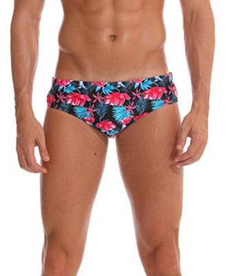 Arcweg Bañadores para Hombres Pantalones Trigulares Cortos Calzoncillos Traje de Baño Cortos Hombres Elástica Almohadillas Extraídas Flores Rojas XL