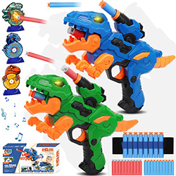 Joujou Arma de Juguete, 2 Pack Pistolas de Juguete para Niños, 60 Pistola de Dardos de Espuma, 3 Objetivos de Tiro de Dinosaurios y Correa para la Muñ precio