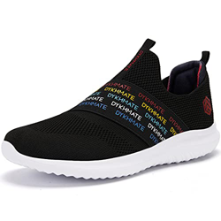 DYKHMATE Zapatillas de Running Mujer Zapatillas Deportivas Ligero Transpirables Malla Sneakers Fitness Atlético Slip On Rainbow Caminar Zapatos (Negro en oferta