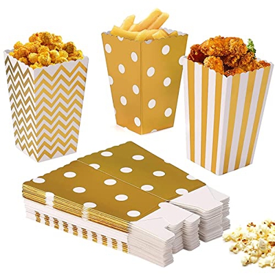 Bolsa De Palomitas De Maíz 21 Piezas Caja De Palomitas De Maíz 3 Patrones De Bolsas Bolsa De Palomitas Carton Caramelo Contenedor Para Los Bocados Del
