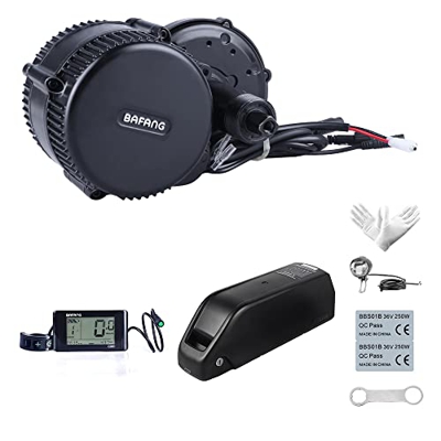 Bafang 250W 48V BBS01B Kit Mid Drive Juego de Conversión de Bicicleta Eléctrica Kit de Motor Central Bicicleta de Montaña, Batería Opcional 10/11,6/13